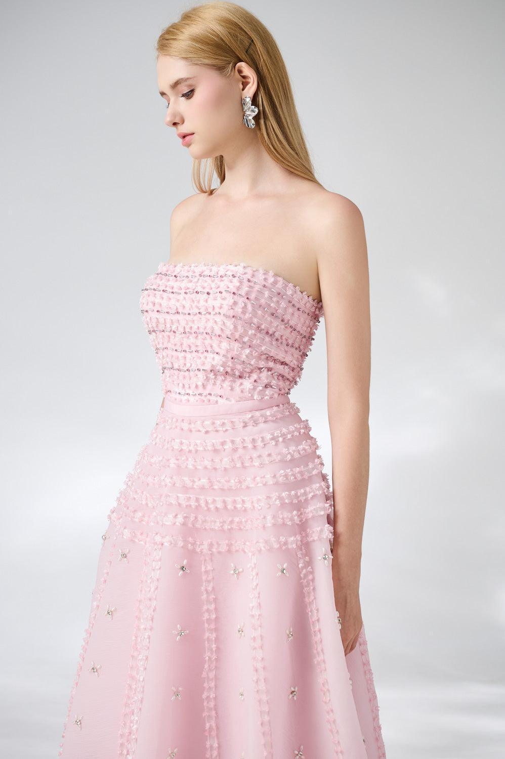 Cline Strapless Stone Organza Floor Length Dress - MEAN BLVD