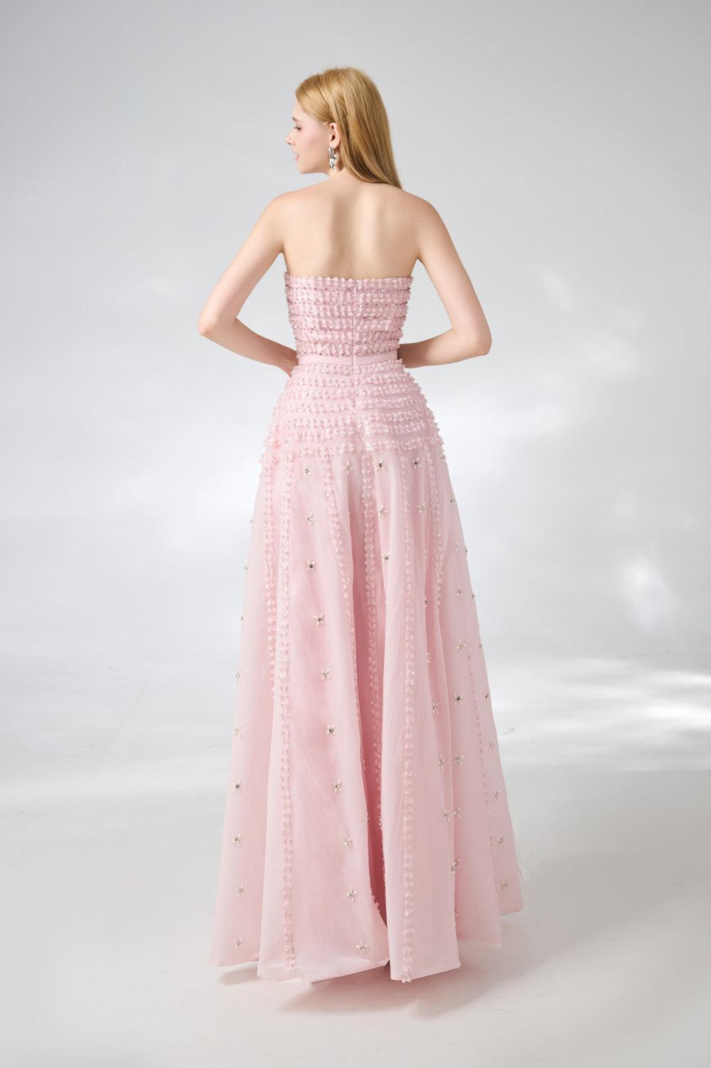 Cline Strapless Stone Organza Floor Length Dress - MEAN BLVD