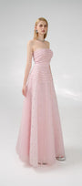 Cline Strapless Stone Organza Floor Length Dress - MEAN BLVD