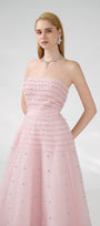 Cline Strapless Stone Organza Floor Length Dress - MEAN BLVD