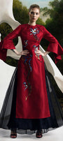 Clouds Sheath Round Neck Zibeline Calf Length Ao Dai - MEAN BLVD