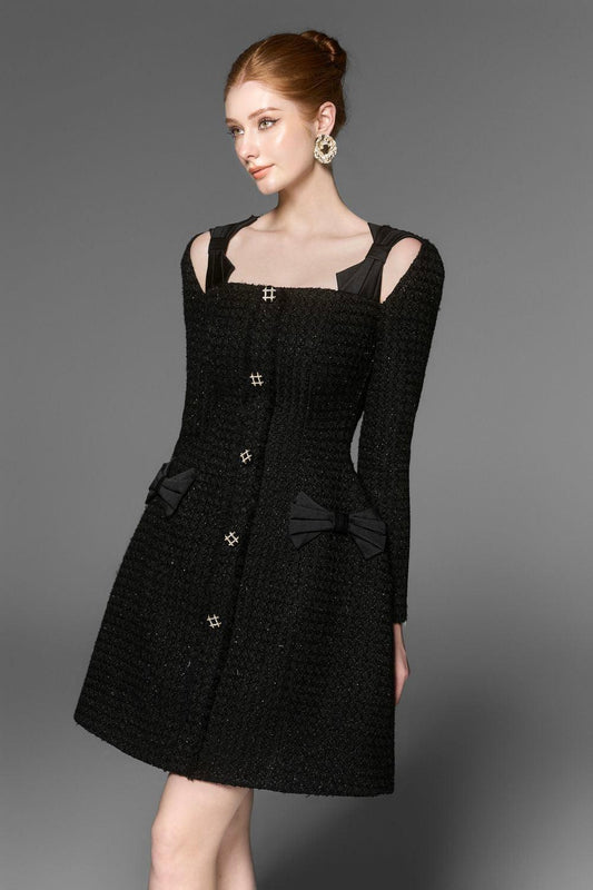 Coco A-line Cut-Out Tweed Mini Dress - MEAN BLVD