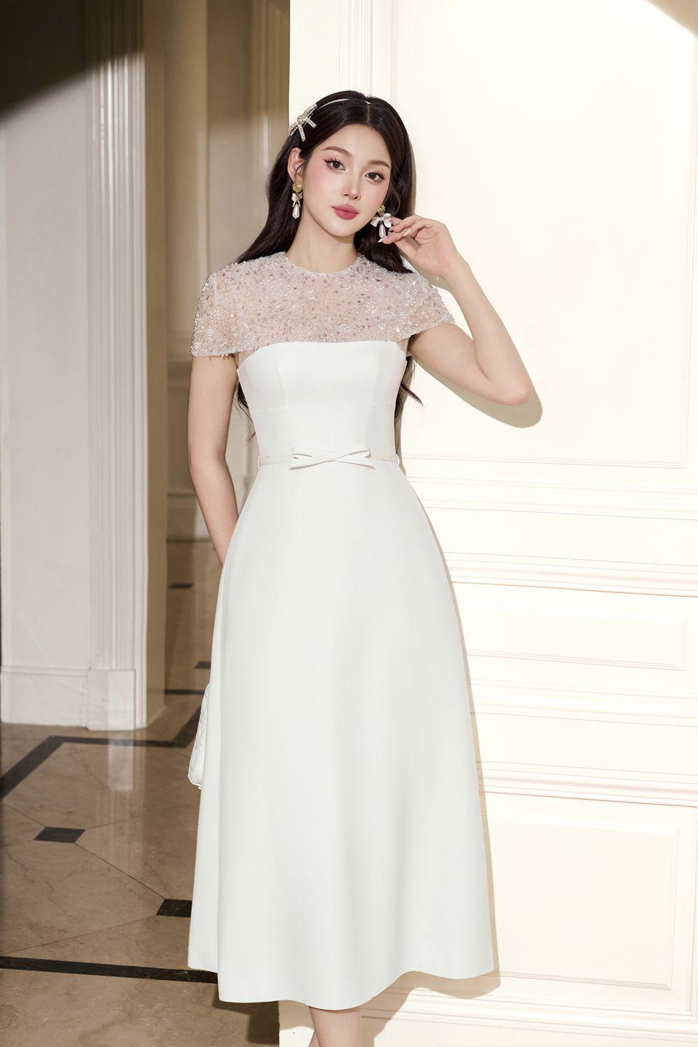 Coco A-line Round Neck Cotton Lace Midi Dress – MEAN BLVD