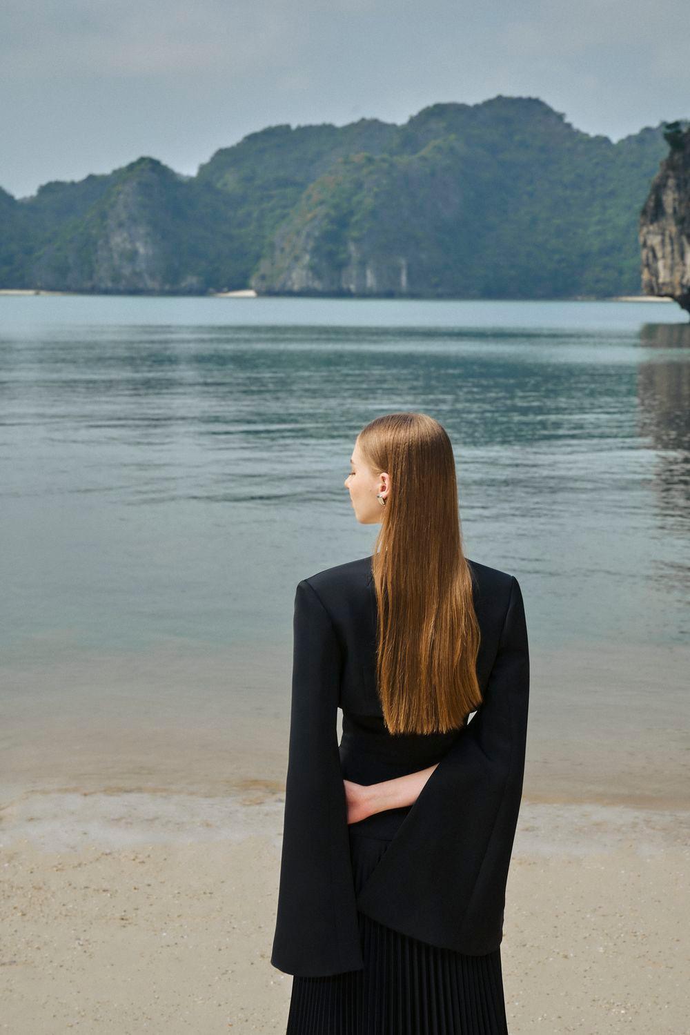 Colette Pleated Slit Sleeved Taffeta Maxi Set - MEAN BLVD