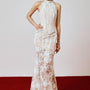 Colis Mermaid Halter Neck Lace Floor Length Dress - MEAN BLVD