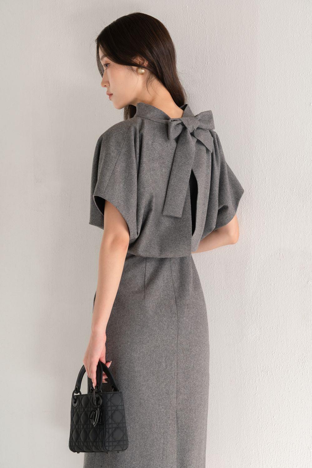 Collins A-line Batwing Sleeved Felt Knee-length Dress - MEAN BLVD