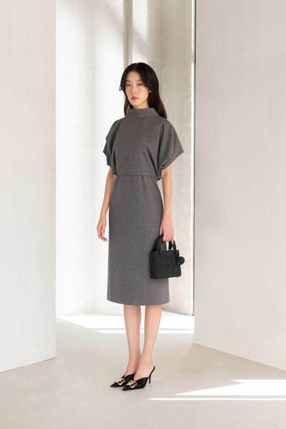 Collins A-line Batwing Sleeved Felt Knee-length Dress - MEAN BLVD