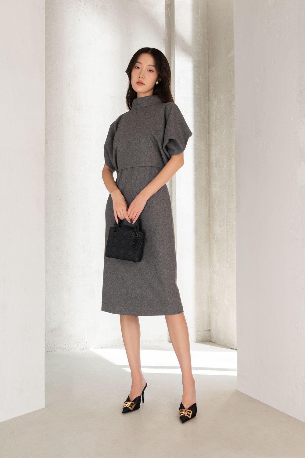 Collins A-line Batwing Sleeved Felt Knee-length Dress - MEAN BLVD
