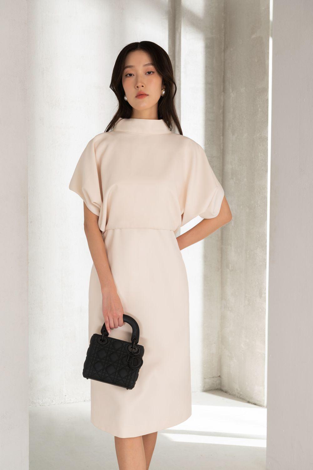 Collins A-line Batwing Sleeved Felt Knee-length Dress - MEAN BLVD