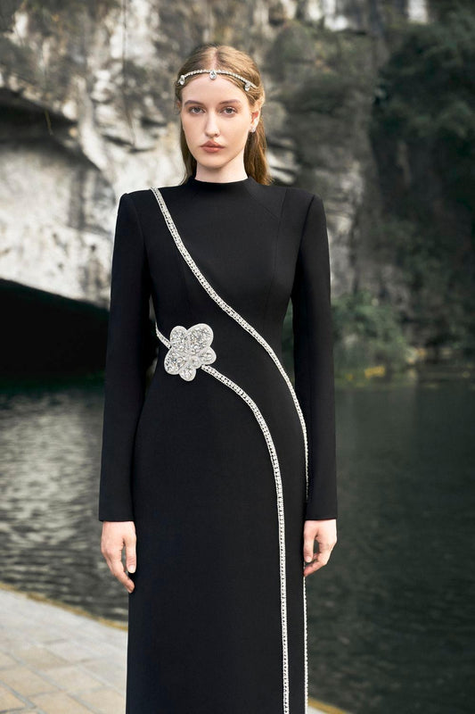 Convoy A-line Stone Velvet Floor Length Dress - MEAN BLVD