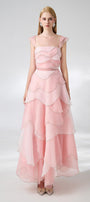 Copeland Layered Cap Sleeved Organza Ankle Length Dress - MEAN BLVD
