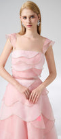 Copeland Layered Cap Sleeved Organza Ankle Length Dress - MEAN BLVD