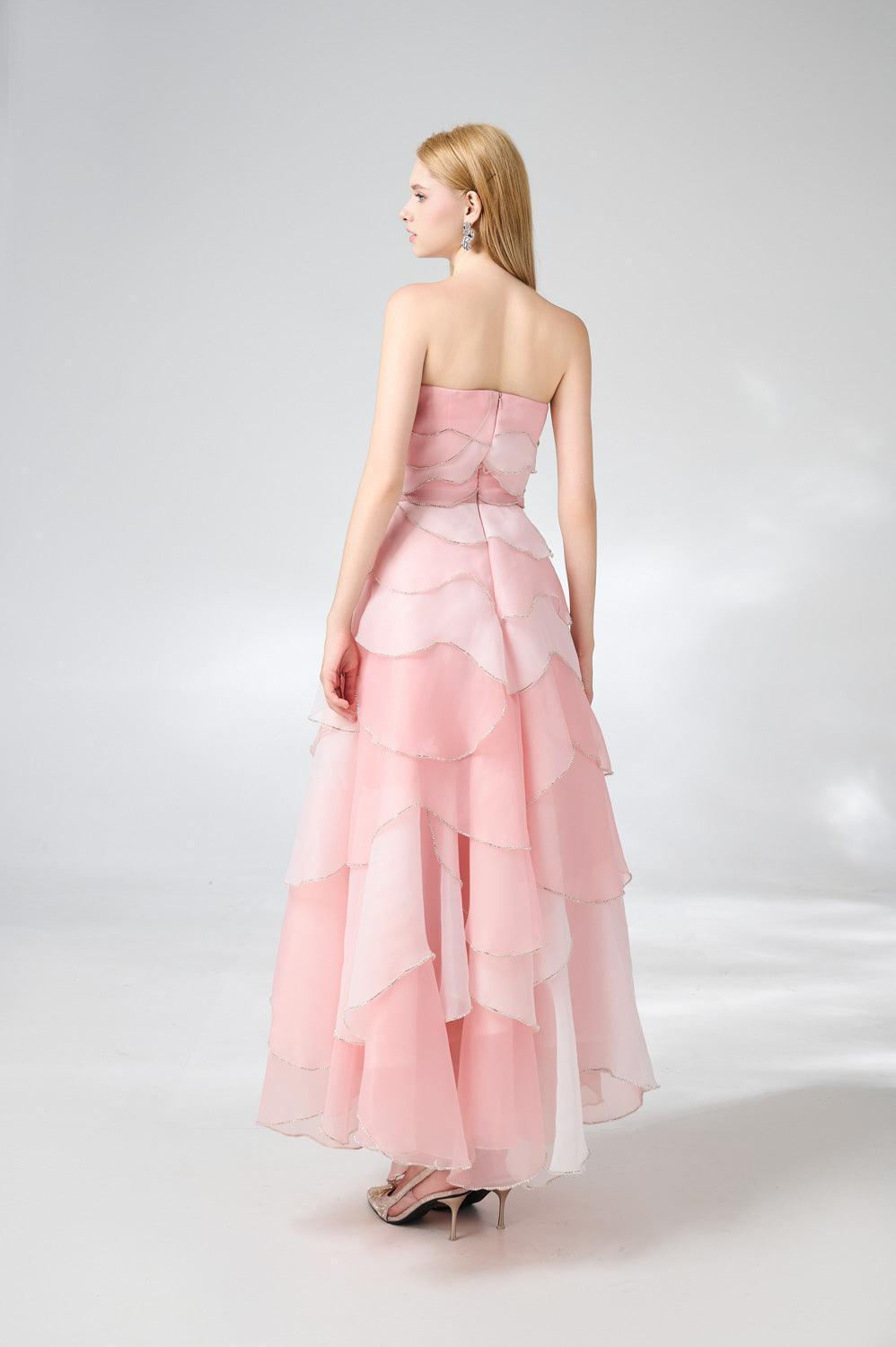 Copeland Layered Cap Sleeved Organza Ankle Length Dress - MEAN BLVD