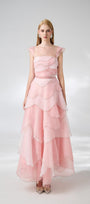 Copeland Layered Cap Sleeved Organza Ankle Length Dress - MEAN BLVD