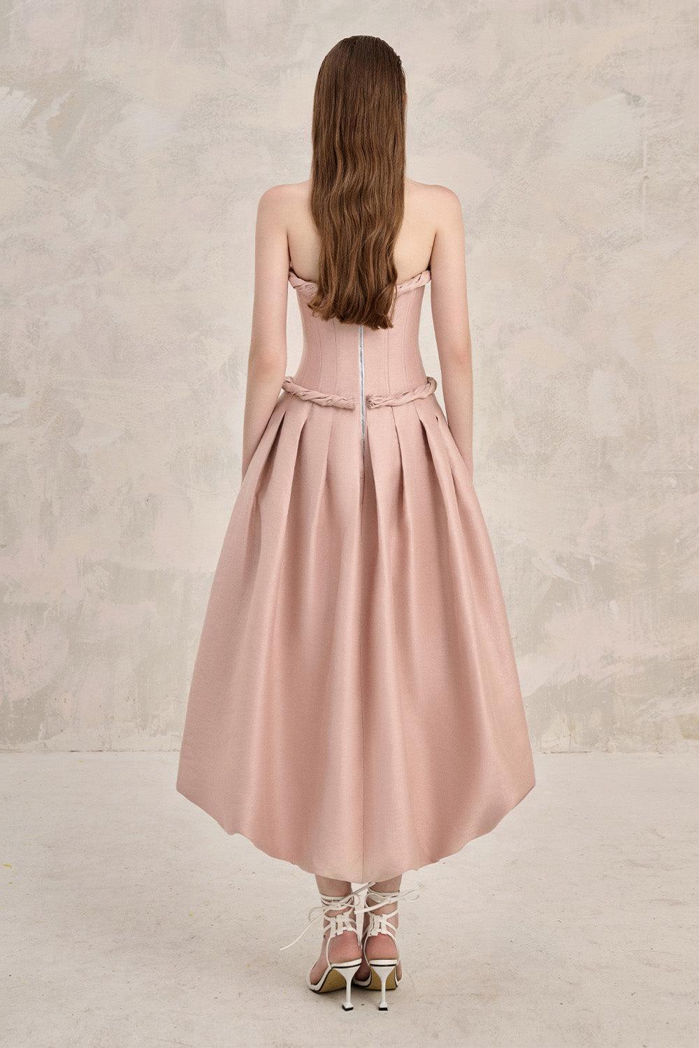 Coralie Bubble Semi-Heart Neck Taffeta Midi Dress - MEAN BLVD