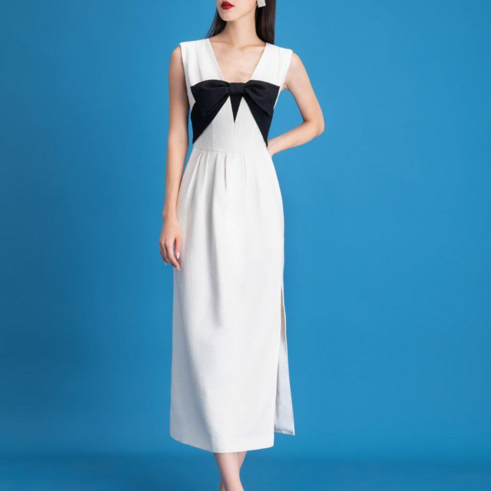 Cosy Sheath Side Slit Tweed Midi Dress - MEAN BLVD