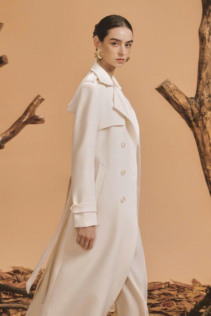 Cozy Straight Storm Flap Wool Blend Calf Length Trench Coat - MEAN BLVD