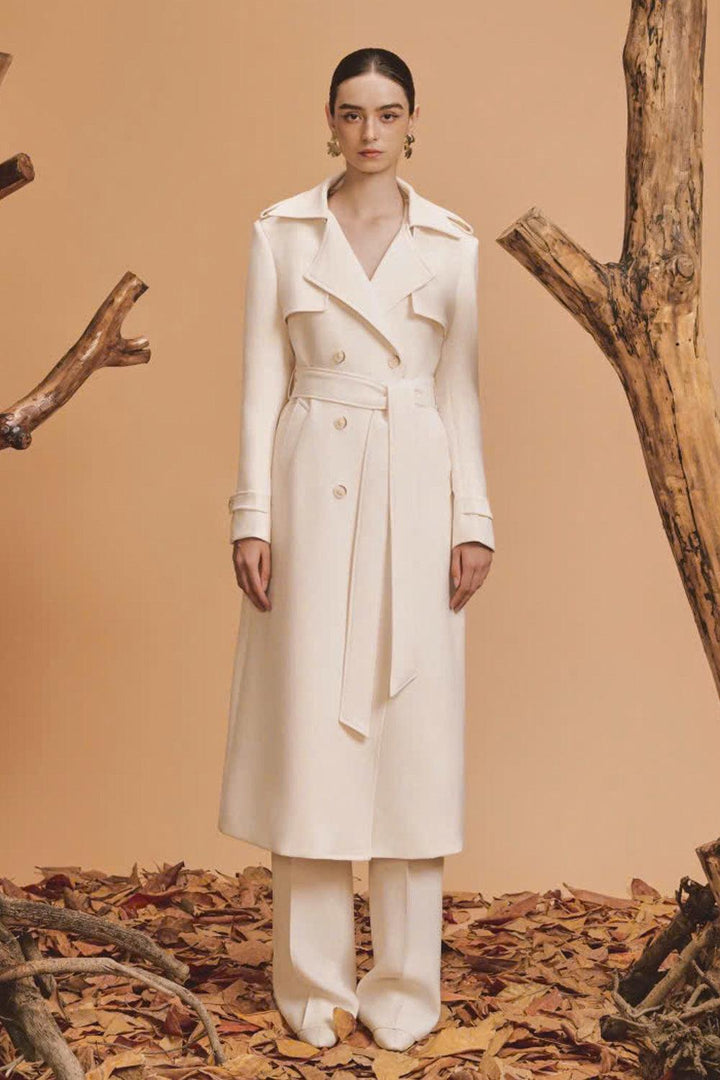 Cozy Straight Storm Flap Wool Blend Calf Length Trench Coat - MEAN BLVD