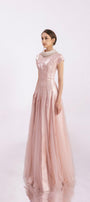 Crane Gored Stone Mesh Silk Floor Length Dress - MEAN BLVD