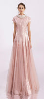 Crane Gored Stone Mesh Silk Floor Length Dress - MEAN BLVD