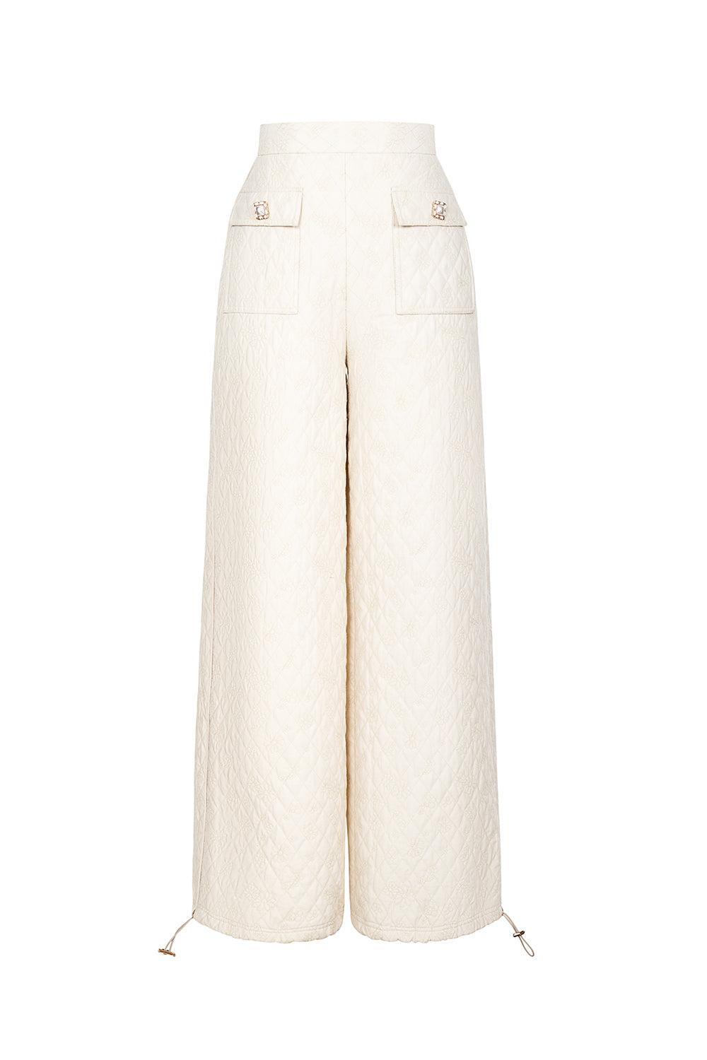 Cream Quilted Trousers | MEAN BLVD