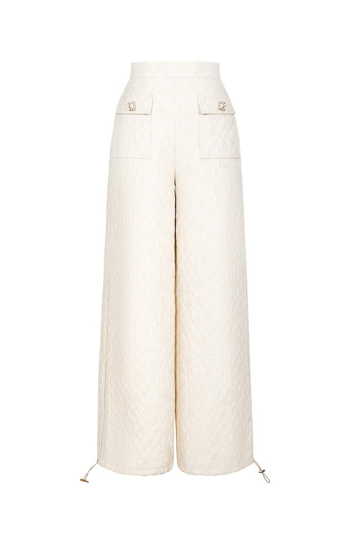 Cream Quilted Trousers - MEAN BLVD