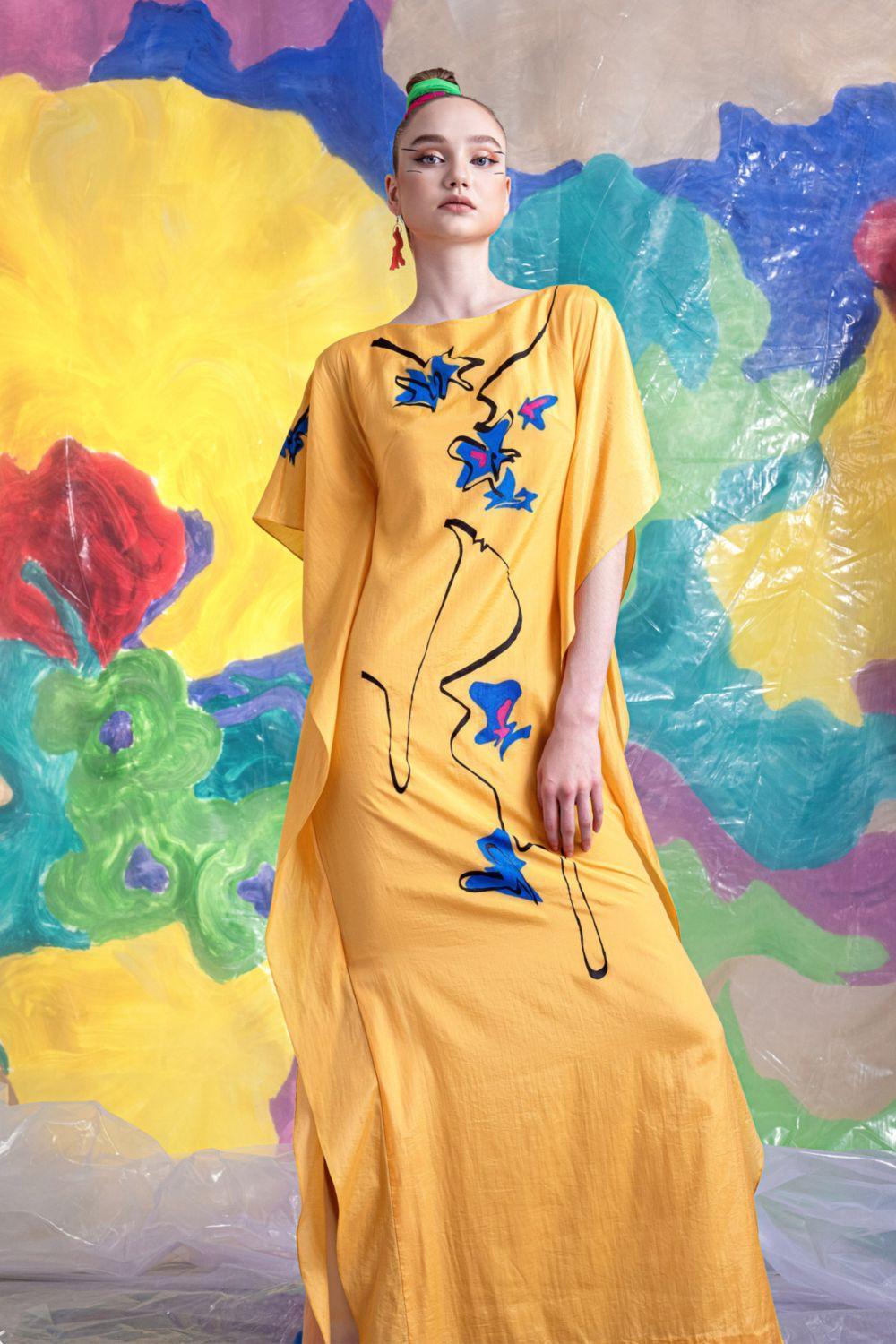 Cressida Straight Batwing Sleeved Cotton Blend Ankle Length Dress - MEAN BLVD