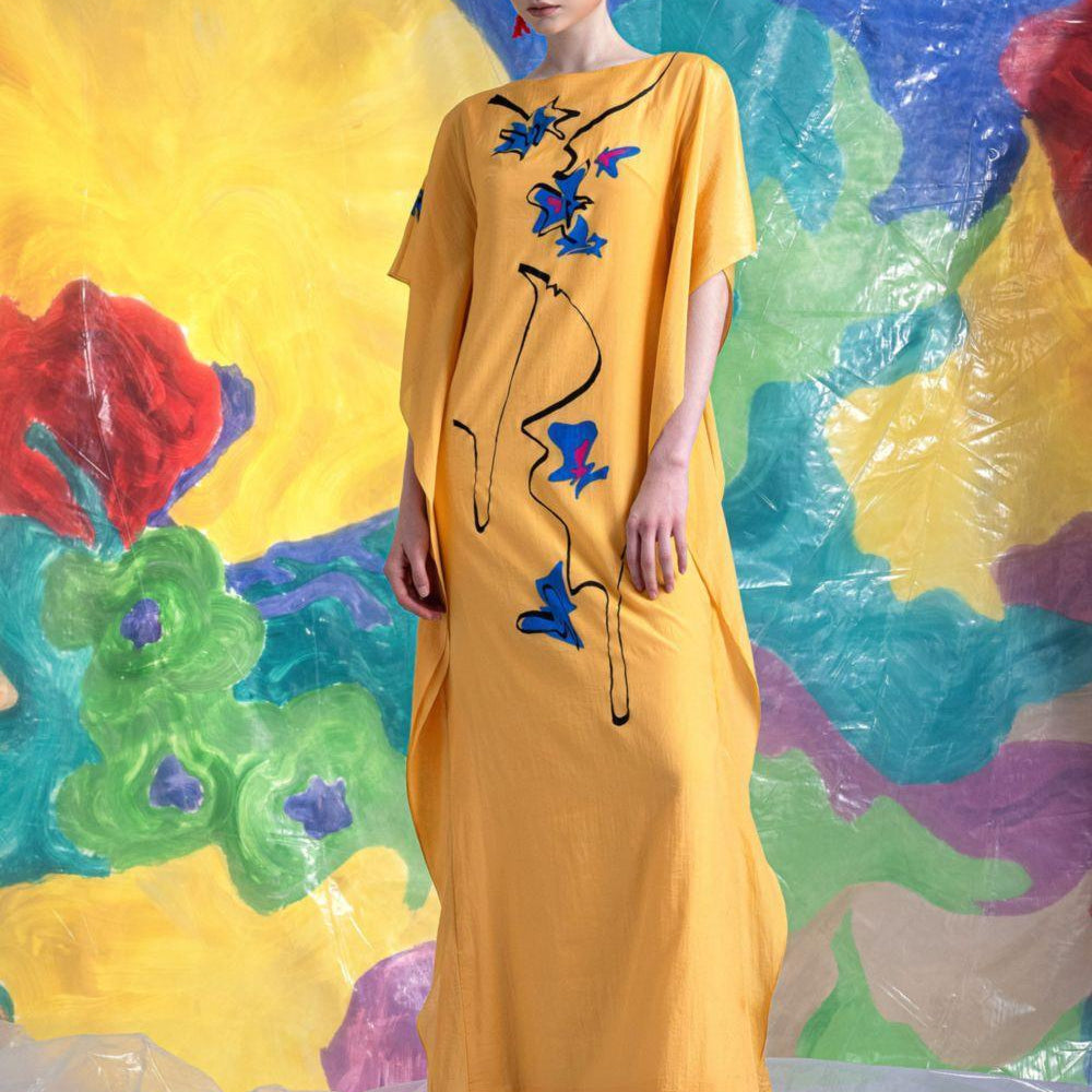 Cressida Straight Batwing Sleeved Cotton Blend Ankle Length Dress - MEAN BLVD