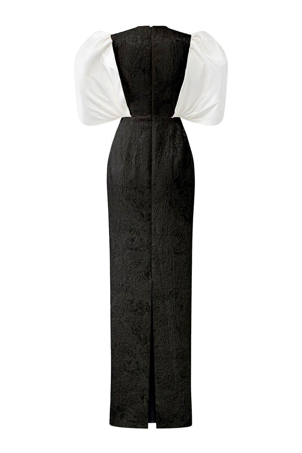 Crimson Sheath Round Neck Jacquard Floor Length Dress - MEAN BLVD