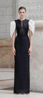 Crimson Sheath Round Neck Jacquard Floor Length Dress - MEAN BLVD