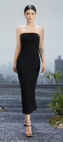 Crooked Skyline Strapless Waist Pleated Wool Cotton Midi Dress - MEAN BLVD