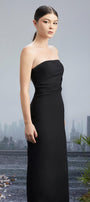 Crooked Skyline Strapless Waist Pleated Wool Cotton Midi Dress - MEAN BLVD