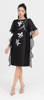 Crystal Tunic Flutter Sleeved Taffeta Knee-length Dress - MEAN BLVD