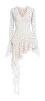 Cuevas Asymmetric Poet Sleeved Lace Mini Dress - MEAN BLVD