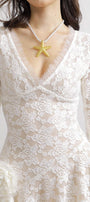 Cuevas Asymmetric Poet Sleeved Lace Mini Dress - MEAN BLVD