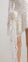 Cuevas Asymmetric Poet Sleeved Lace Mini Dress - MEAN BLVD