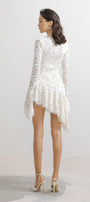 Cuevas Asymmetric Poet Sleeved Lace Mini Dress - MEAN BLVD
