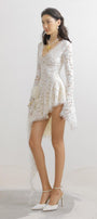 Cuevas Asymmetric Poet Sleeved Lace Mini Dress - MEAN BLVD