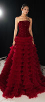 Cuevas Ball Gown Ruffle Layer Mesh Silk Floor Length Dress - MEAN BLVD