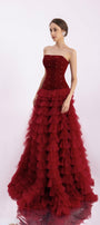 Cuevas Ball Gown Ruffle Layer Mesh Silk Floor Length Dress - MEAN BLVD