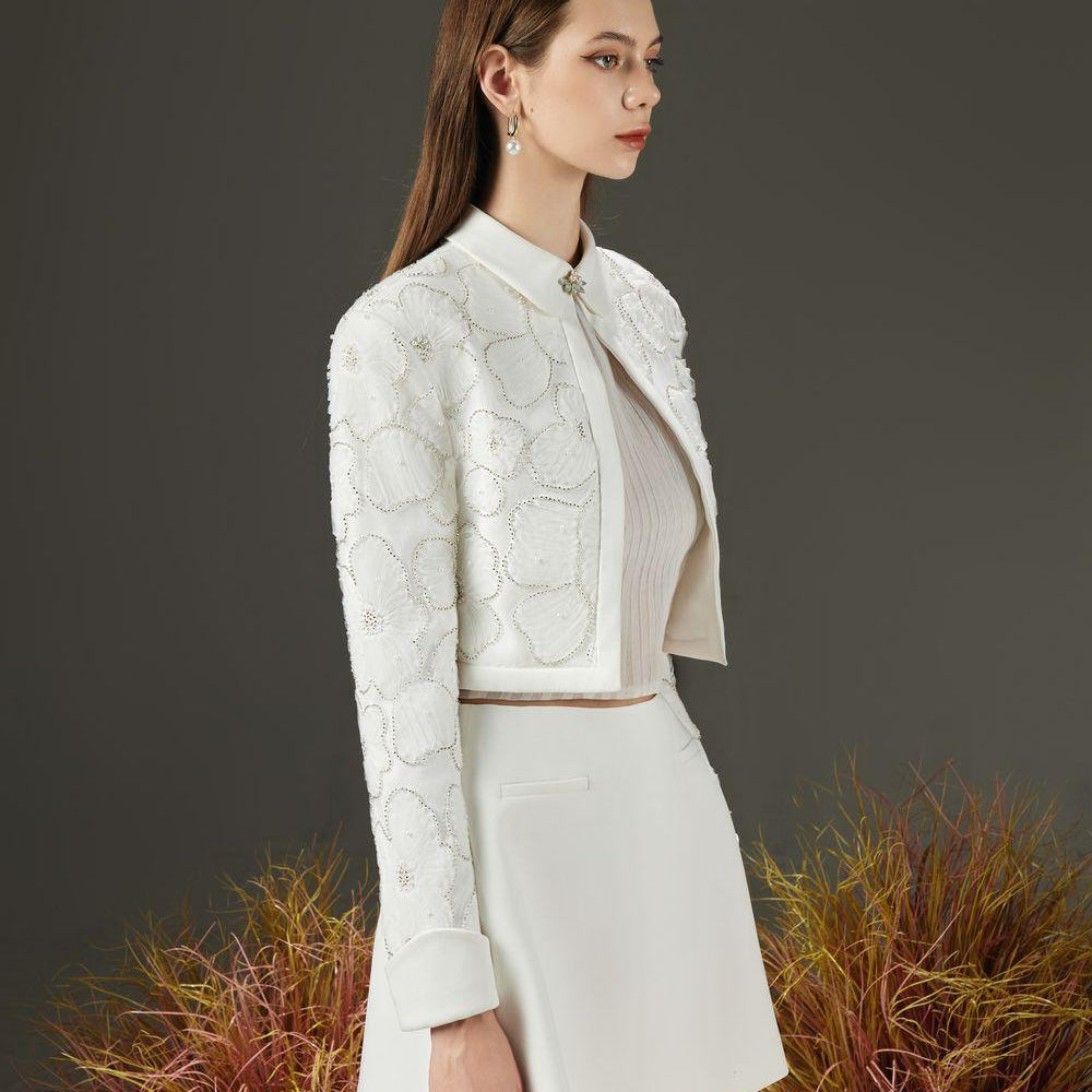 Cyan A-line Collared Neck Organza Mini Set - MEAN BLVD