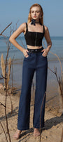 Cyon Cropped Square Neck Leather Top - MEAN BLVD