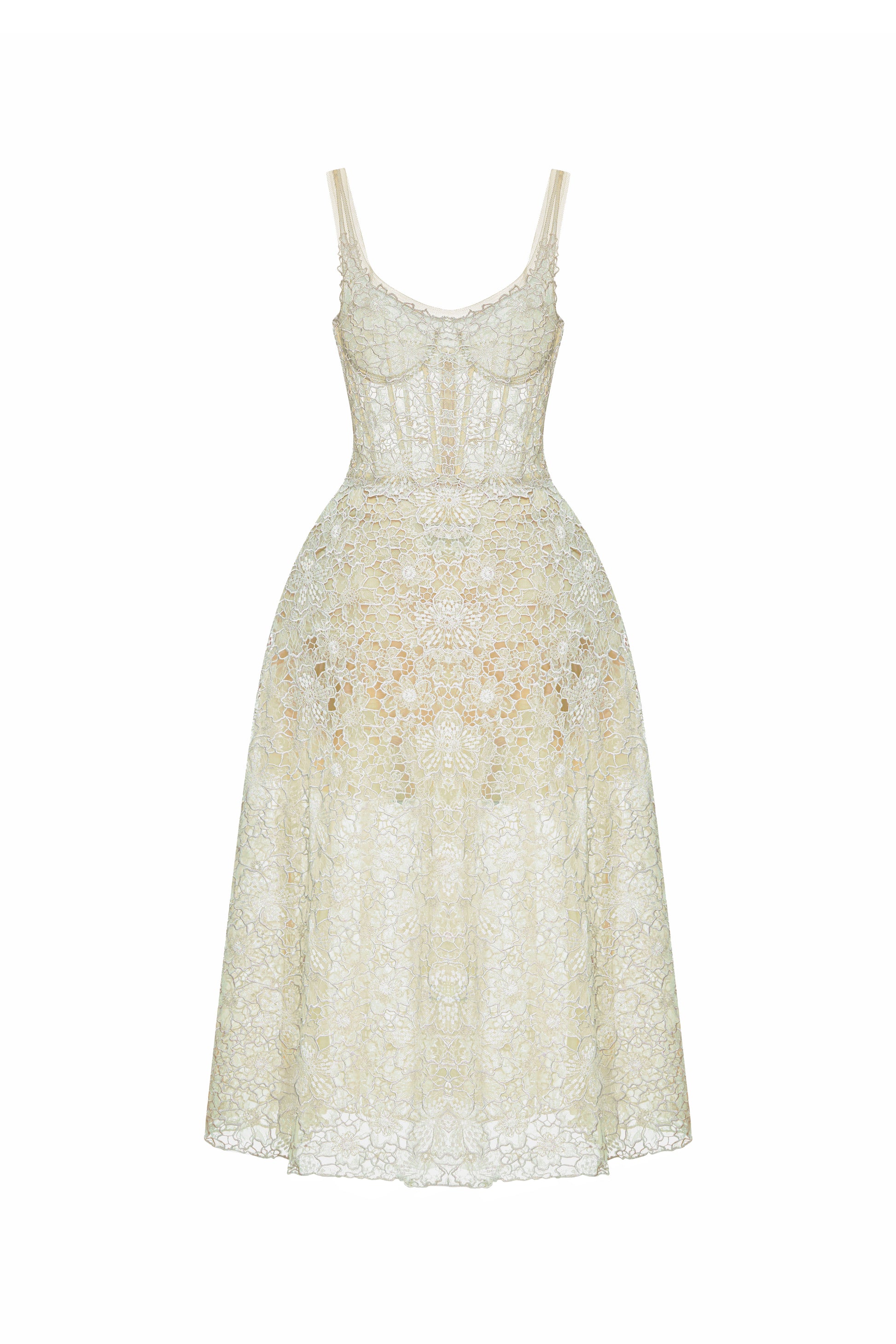 Coralie Scoop Applique Midi Dress