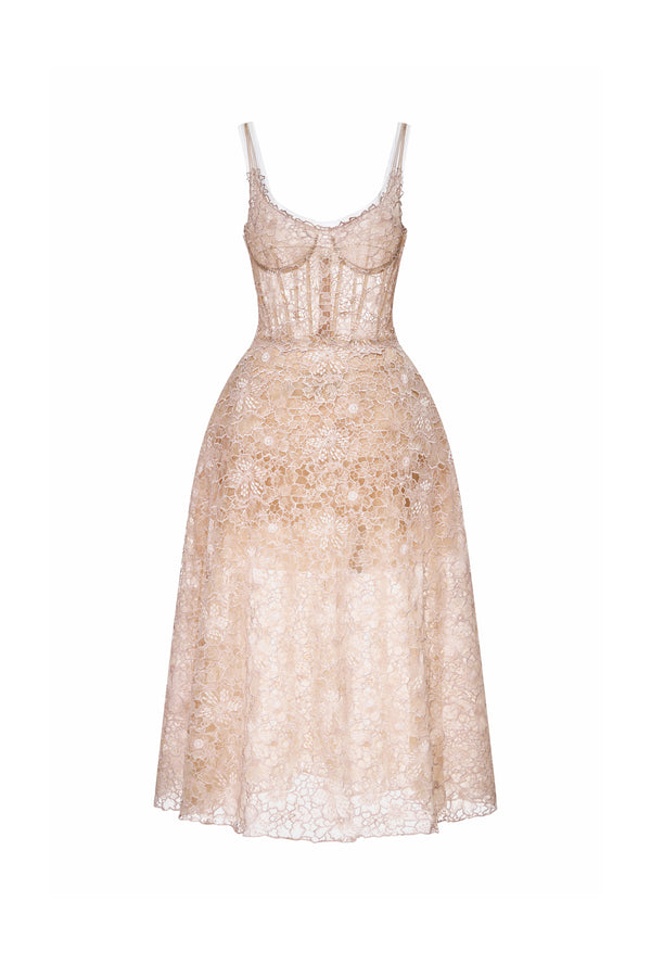 Coralie Scoop Applique Midi Dress