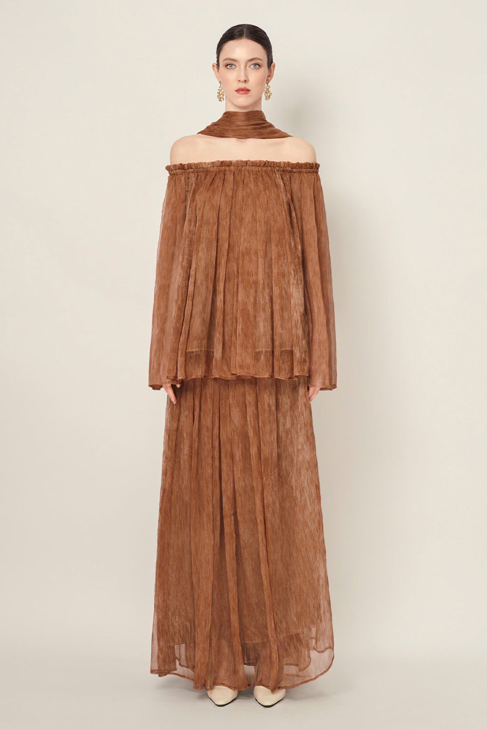 Alba Tent Off-Shoulder Chiffon Top