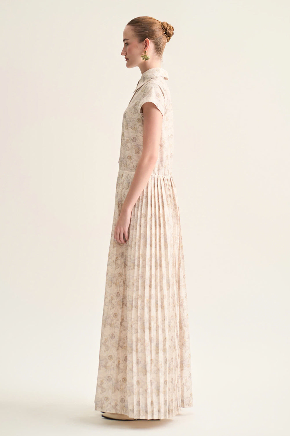 Solea A-line Pleated Cotton Maxi Dress