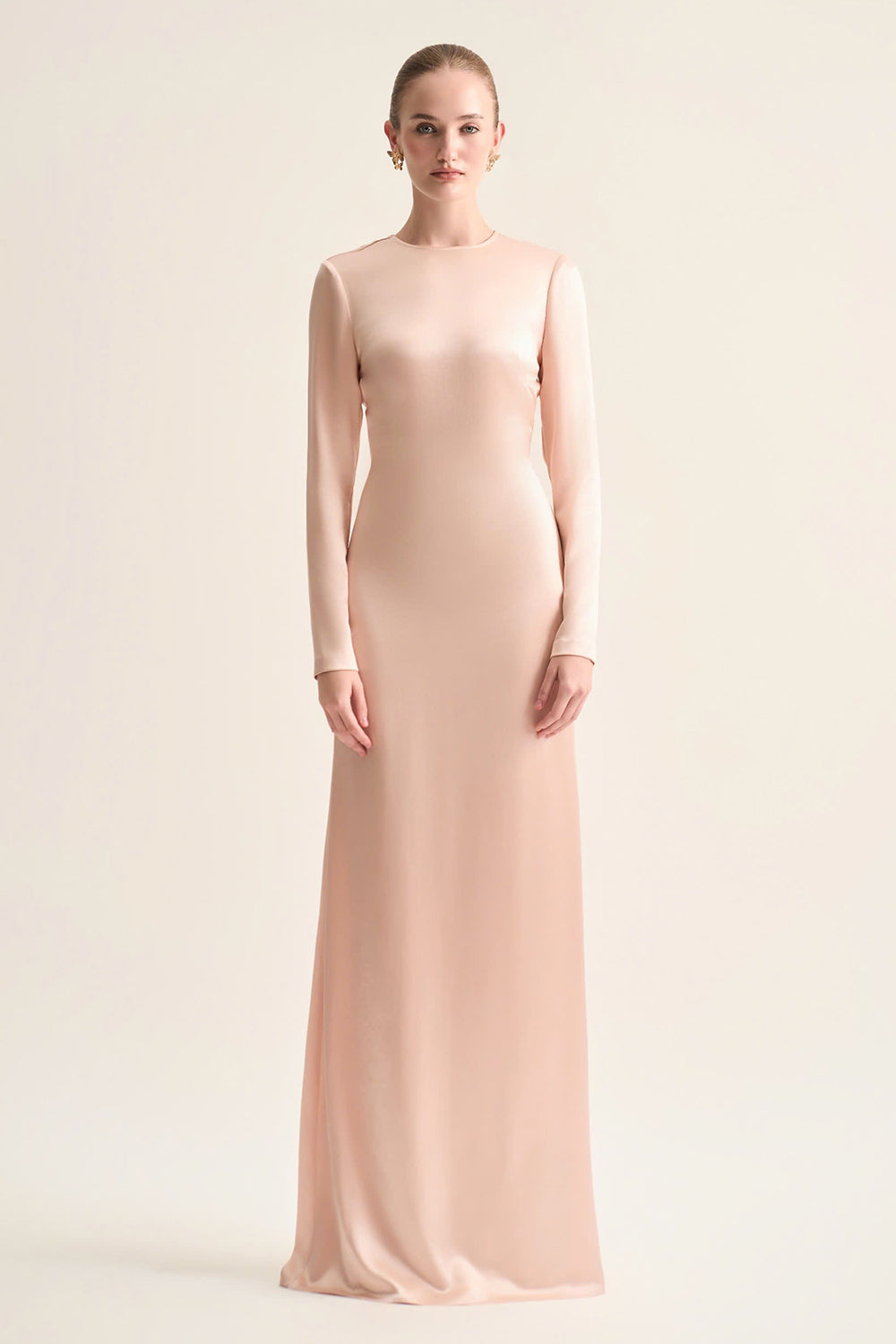 Mira A-line Long Sleeved Polyester Maxi Dress