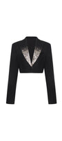 Daffodils Cropped V-Neck Crepe Jacket - MEAN BLVD