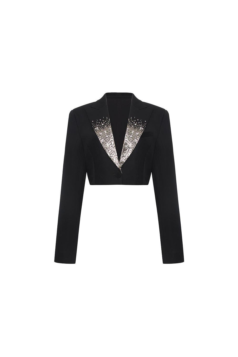 Daffodils Cropped V-Neck Crepe Jacket - MEAN BLVD