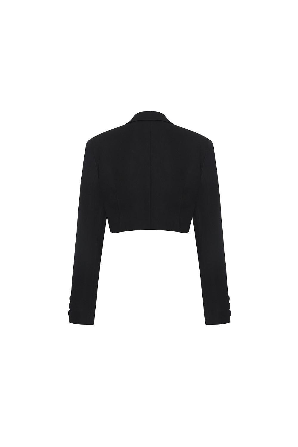 Daffodils Cropped V-Neck Crepe Jacket - MEAN BLVD